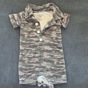 Caden Lane Gray Camo Baby Romper